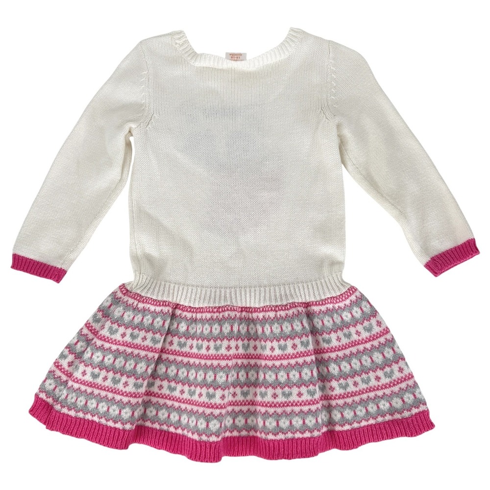 Gymboree Toddler Girl Knit Sweater Dress White Fox Fair Isle Size 12-18 Months - Picture 4 of 7